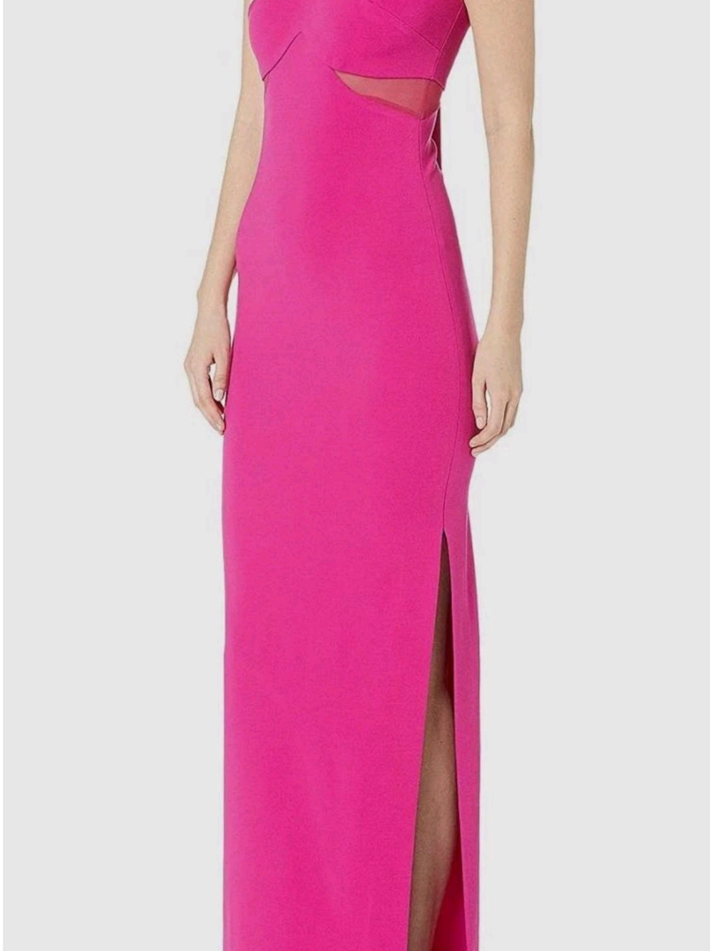 Nicole Miller Hot Pink Maxi Dress with Side Cutout and High Slit